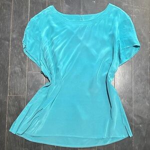 Teal blue wide neck women’s top